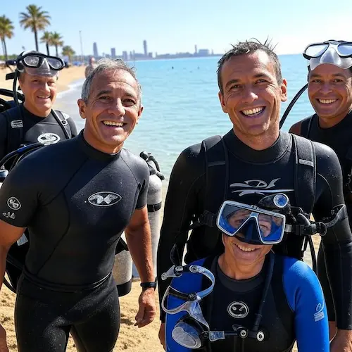 Buceadores disfrutando en Barcelona